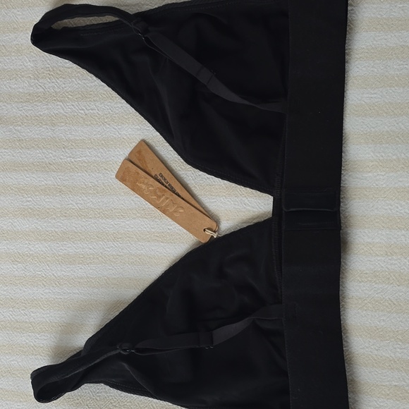 SKIMS Cotton Rib Plunge Bralette Size:Large Soot - Picture 5 of 8